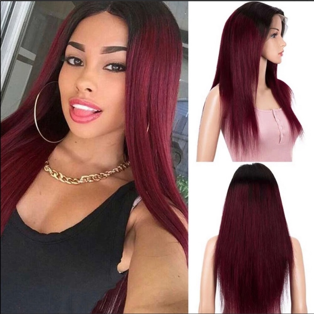 🎀Burgundy frontal lace Wig
